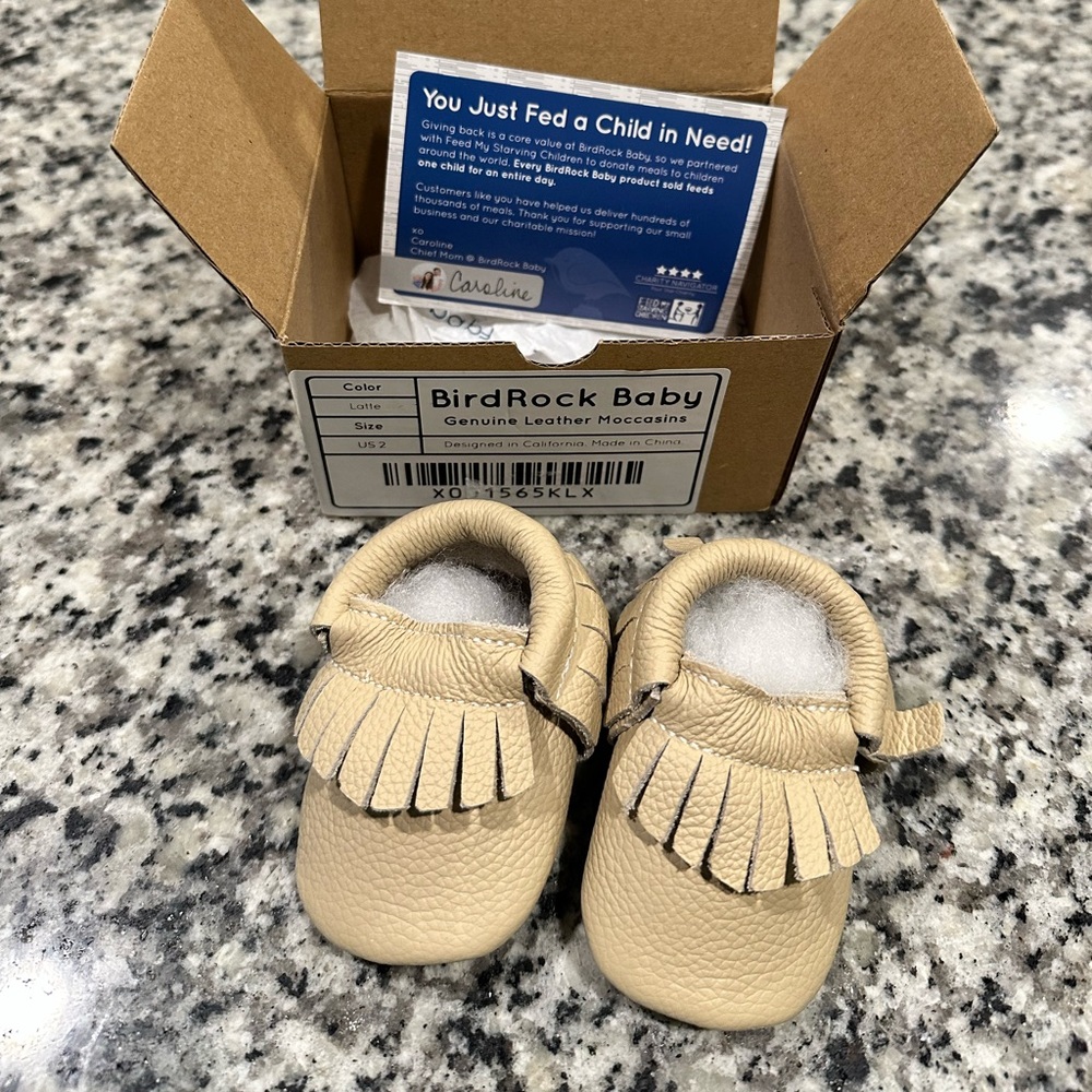 Bird Rock Baby Genuine Leather Moccasin in Latte